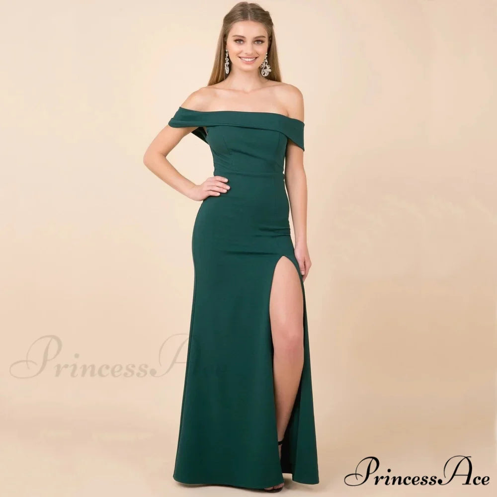Coralie Off Shoulder Charming Front Slit Dress
