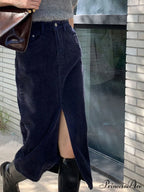 Corduroy Split Graceful Midi Skirt