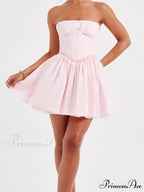 Corset Bind-Up Lace Trim Short Dress