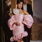 Corset High Waist Lantern Sleeve Short Prom Dress