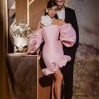 Corset High Waist Lantern Sleeve Short Prom Dress