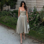 Cottagecore Hem Birthday Pleated Fairy Slip Corset Sun Gown Midi Dress