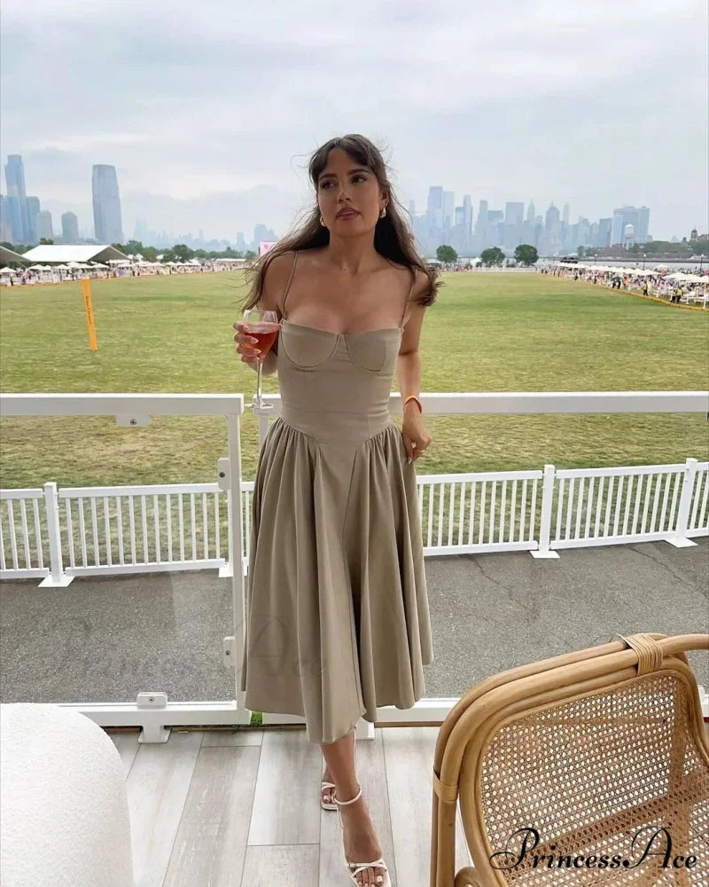 Cottagecore Hem Birthday Pleated Fairy Slip Corset Sun Gown Midi Dress