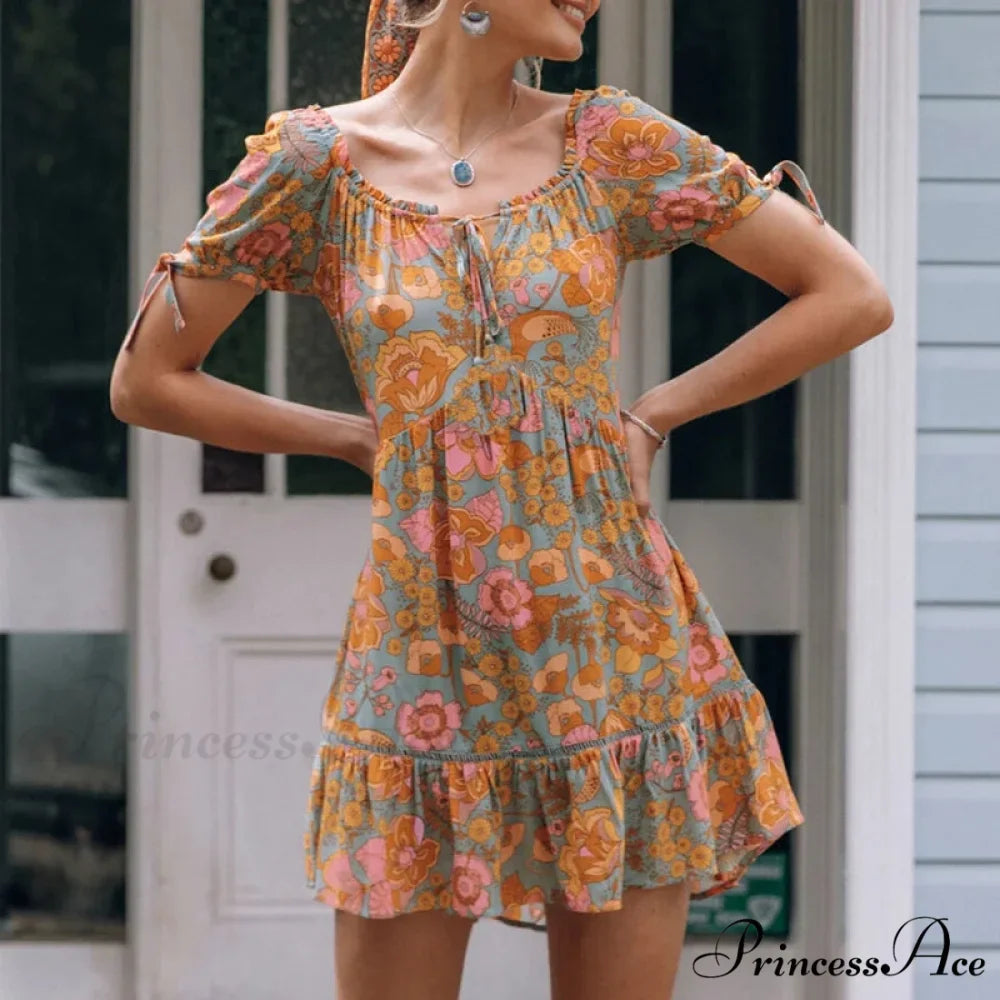 Cotton Amber Floral Bohemian Dress