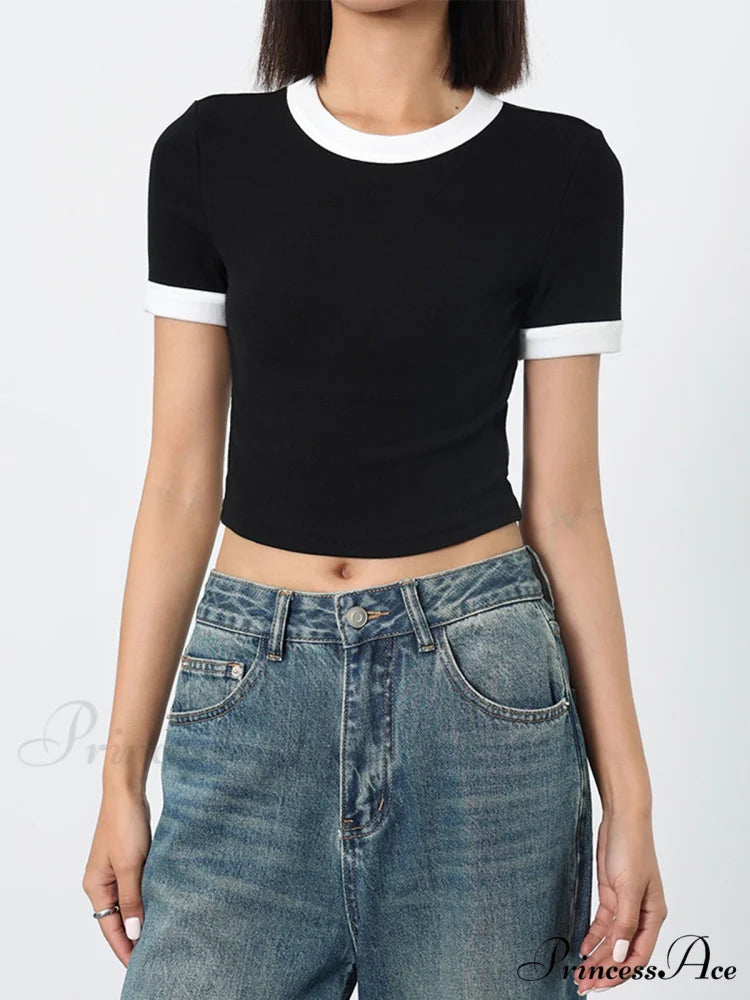 Cotton Contrast Graceful Trim Cropped Top