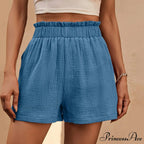 Cotton Double Layered Pleats Hem Straight Leg High Waist Sports Short