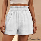 Cotton Double Layered Pleats Hem Straight Leg High Waist Sports Short