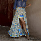 Cotton Flower Pattern Urban Pleated Skirt