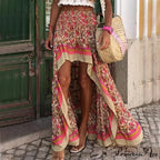 Cotton Flower Pattern Urban Pleated Skirt