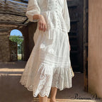 Cotton Flower V-neck Trim Summer Boho Dress