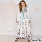 Cotton Flowery Stitched Long Dress
