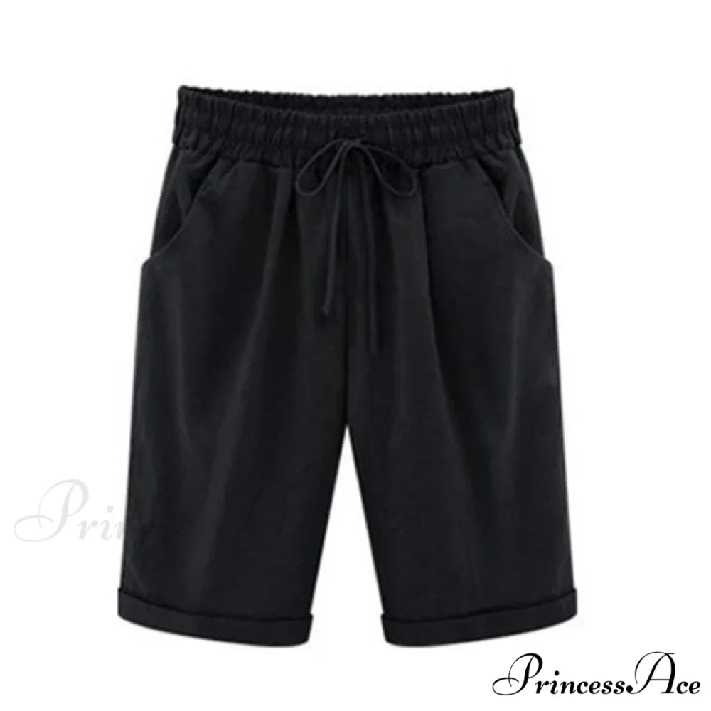 Cotton Pants Ladies Drawstring Elastic Loose Shorts