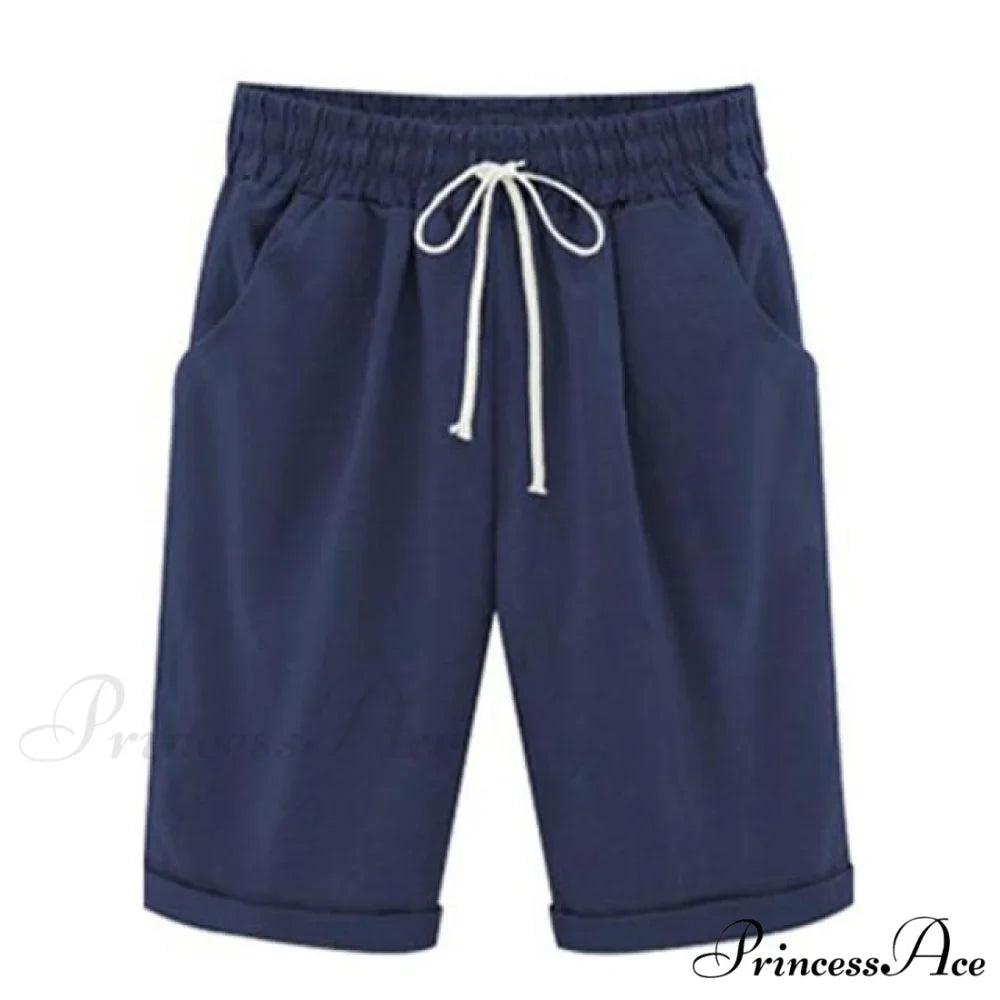 Cotton Pants Ladies Drawstring Elastic Loose Shorts