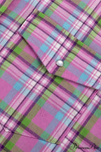 Cotton Plaid Blouse in Pink