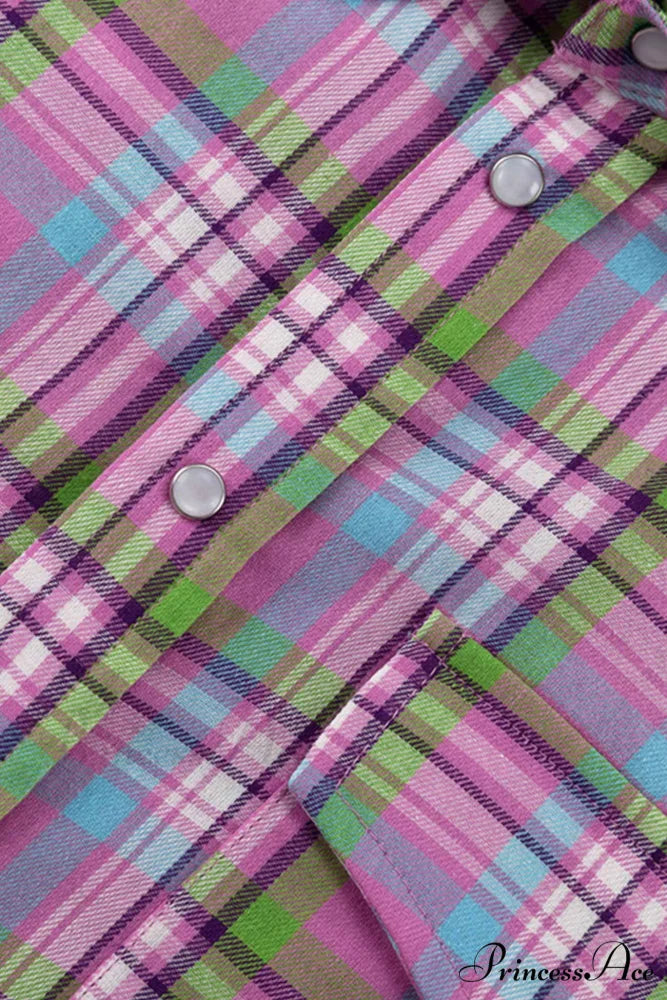 Cotton Plaid Blouse in Pink