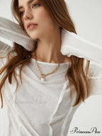 Cotton Pleated Graceful Long Sleeve Top