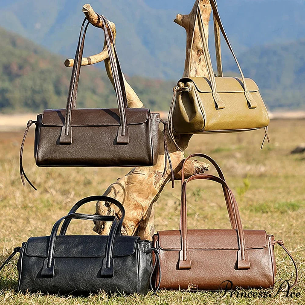 Cow Authentic Leather Deluxe Satchel Shoulder Bag