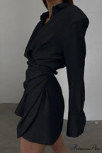 Cowl Neck Ruched Dress