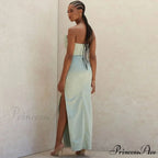 Cowl Neck Strapless Slit Modern Maxi Evening Dress - Black