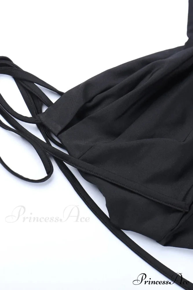 Cowl Neck Tie-straps Dress with Slit