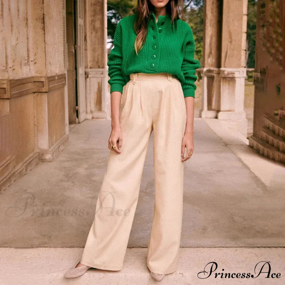 Cozy Warm Jacquard Long Sleeve Button Female Casual Christmas Sweater