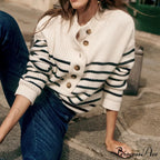 Cozy Warm Jacquard Long Sleeve Button Female Casual Christmas Sweater