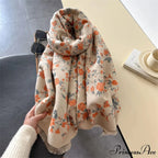 Cozy Wrap Blossom Pattern Cashmere Scarf