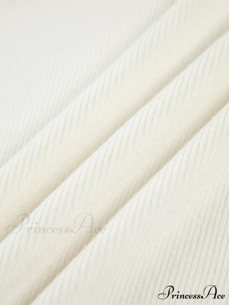 Cream Flare Long Trendy Sleeve Knit Top