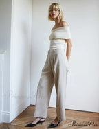 Creamy Off-Shoulder Graceful Knit Top