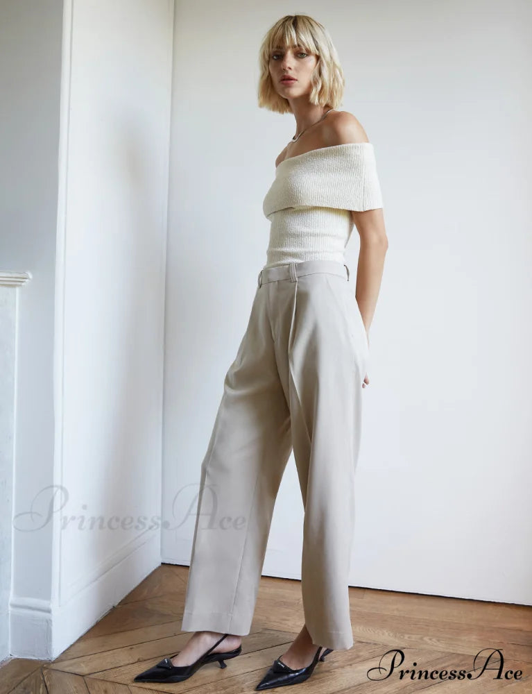 Creamy Off-Shoulder Graceful Knit Top