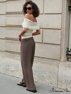 Creamy Off-Shoulder Graceful Knit Top