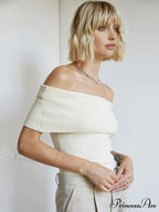 Creamy Off-Shoulder Graceful Knit Top