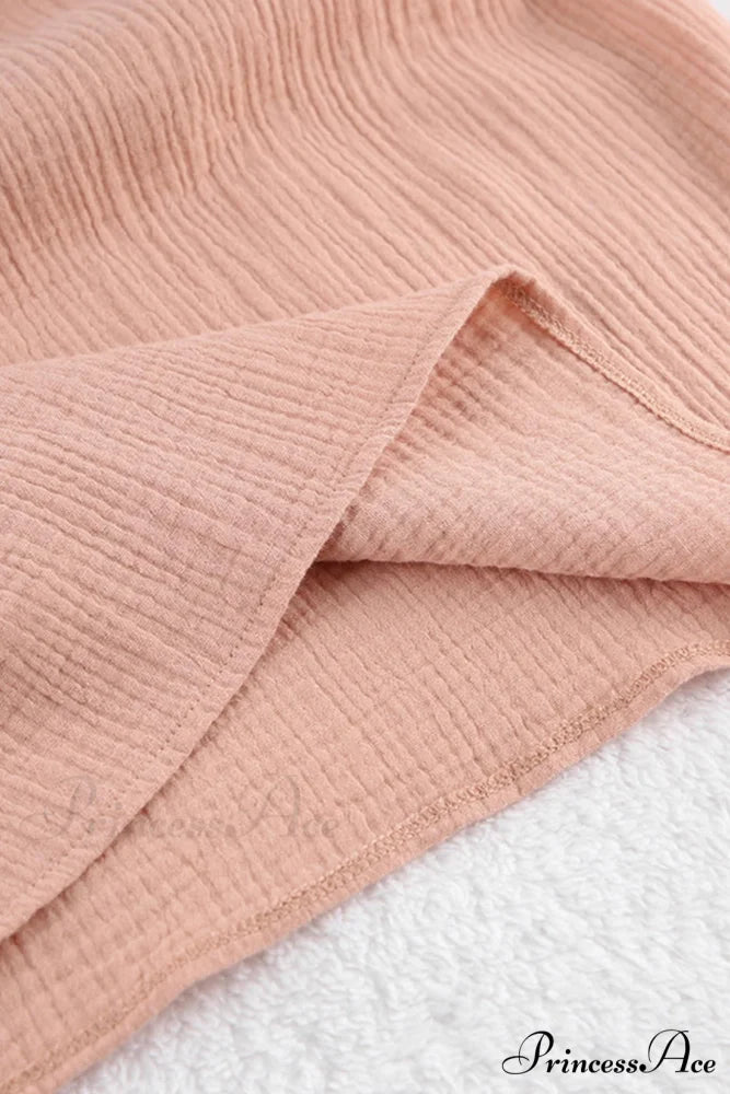 Crepe V Neck Puff Sleeve Loose Dress