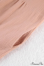 Crepe V Neck Puff Sleeve Loose Dress