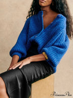 Crew Neck Button-Up Knit Cardigan