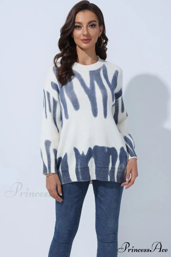 Crew Neck Jumper with Pattern