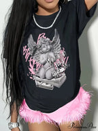 Crew Neck Short Sleeve Angel Print Spring & Summer Women's Clothing T-shirt