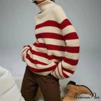 Crimson Banded Bulky Turn of the Century Sweater