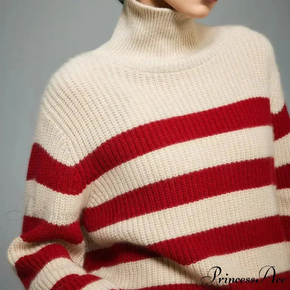 Crimson Banded Bulky Turn of the Century Sweater