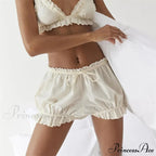 Crimson Checkered Lace Trim Bloomer Short