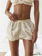 Crimson Checkered Lace Trim Bloomer Short