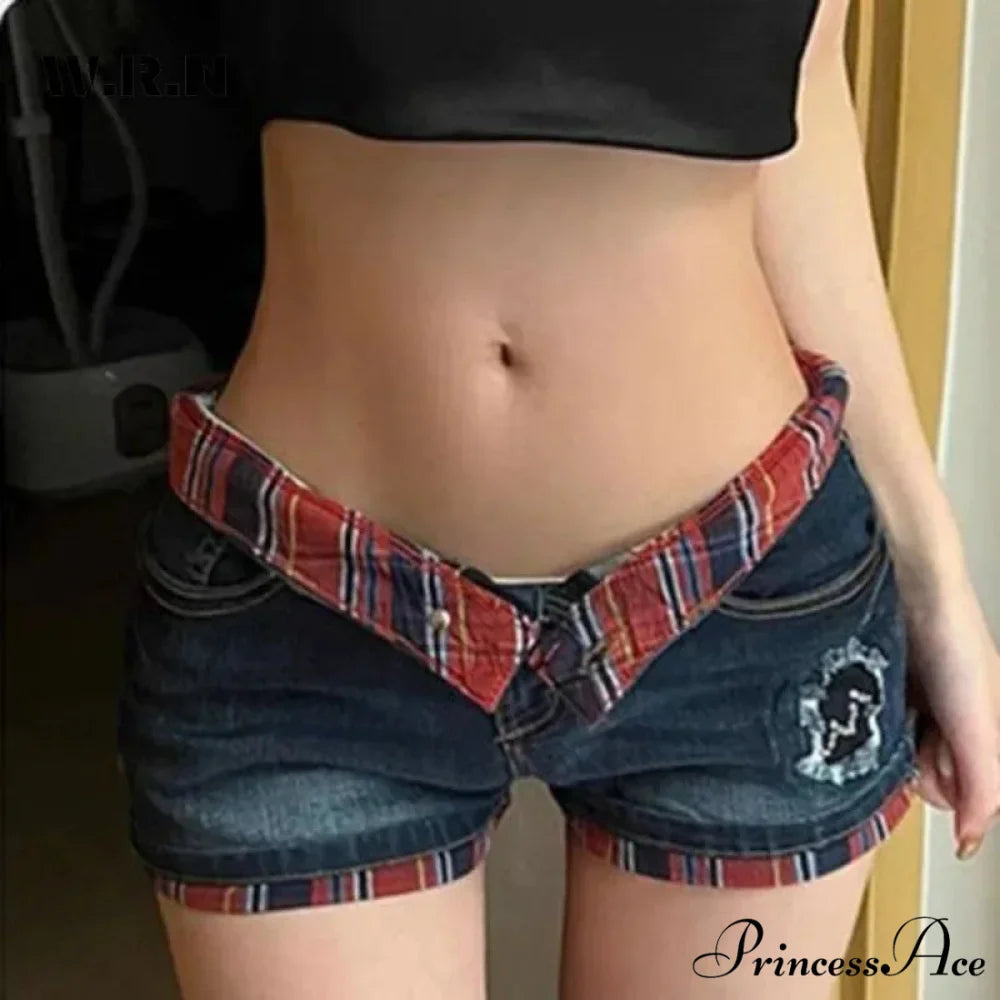 Crimson Checkered Short Shorts