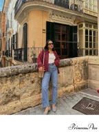 Crimson Circular Neck Button Cardigan