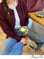 Crimson Circular Neck Cardigan