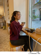 Crimson Circular Neck Cardigan