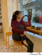 Crimson Circular Neck Cardigan