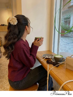 Crimson Circular Neck Cardigan