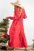Crimson Cotton Long Dress