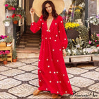 Crimson Cotton Long Dress