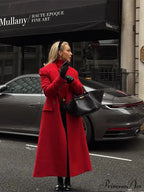 Crimson Dual Buttoned Woolen Overcoat